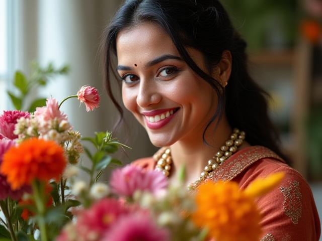 Sirocco Petals की संस्थापिका फूलों की व्यवस्था कर रही हैं