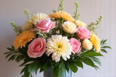 विभिन्न रंगीन फूलों का गुलदस्ता